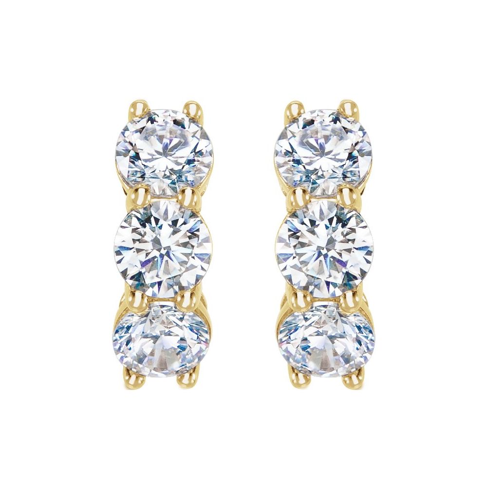 14K Yellow Gold Chunky Diamond Huggie Hoops