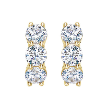 14K Yellow Gold Chunky Diamond Huggie Hoops
