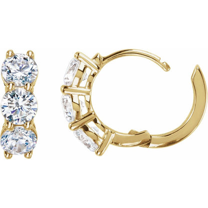 14K Yellow Gold Chunky Diamond Huggie Hoops