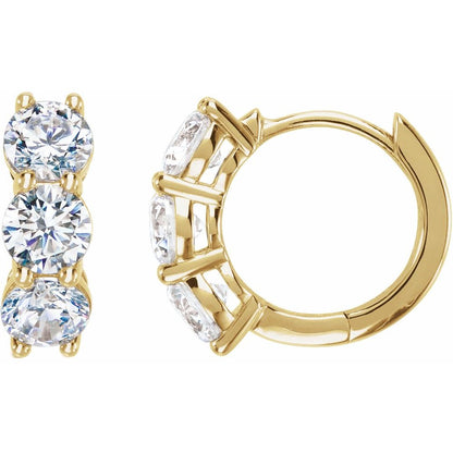 14K Yellow Gold Chunky Diamond Huggie Hoops