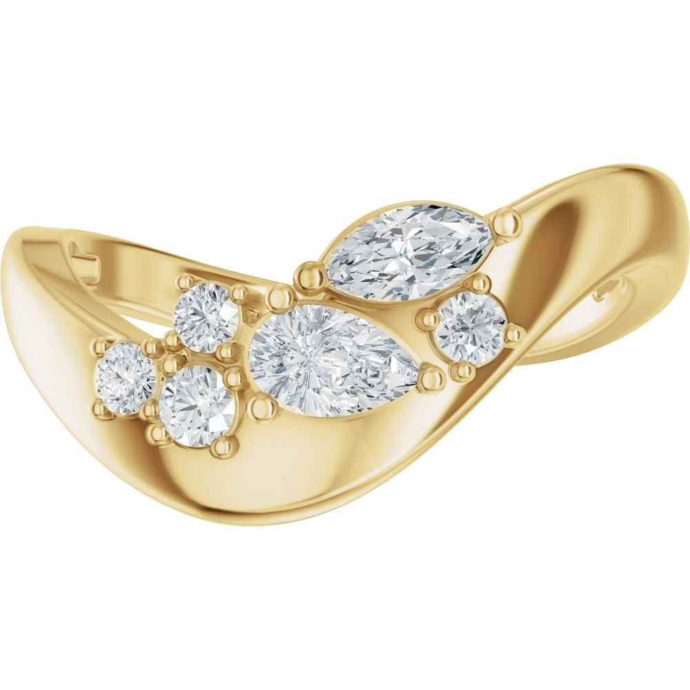 14K Yellow Gold Asymmetrical Contour Band