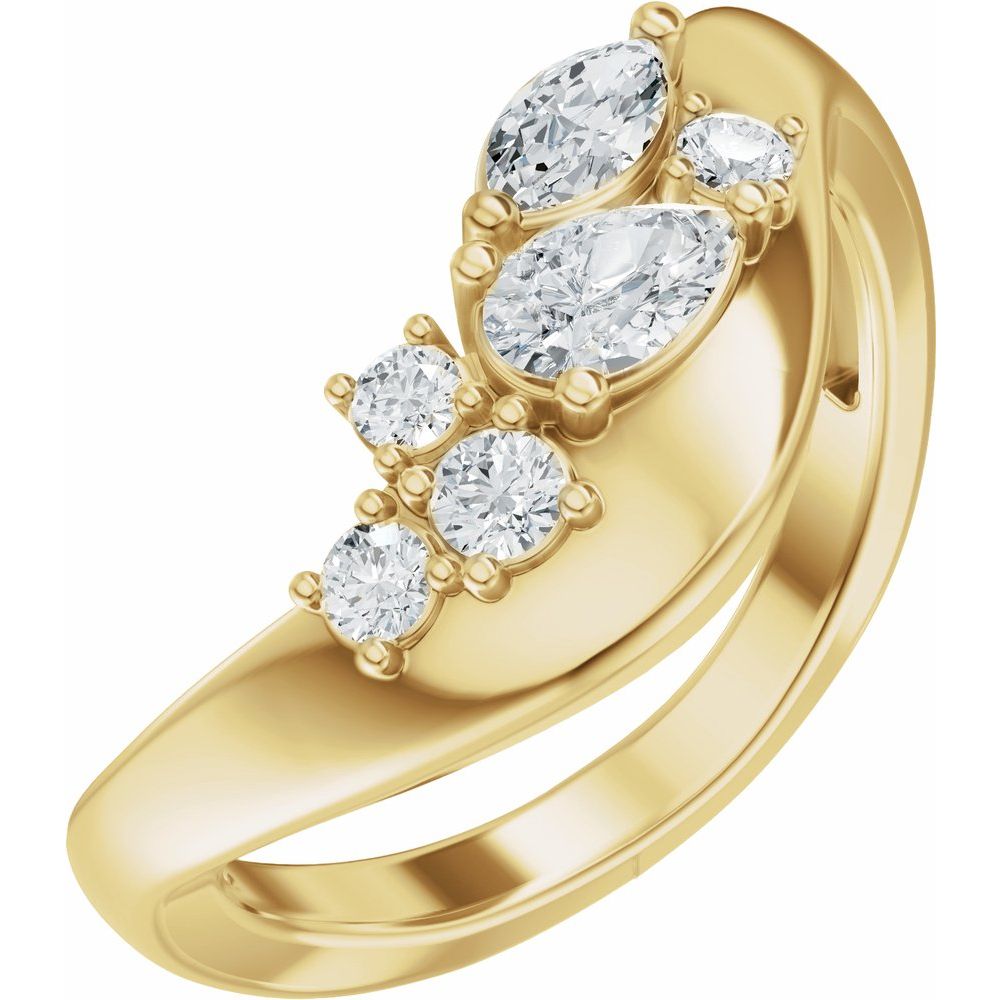 14K Yellow Gold Asymmetrical Contour Band