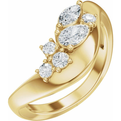 14K Yellow Gold Asymmetrical Contour Band