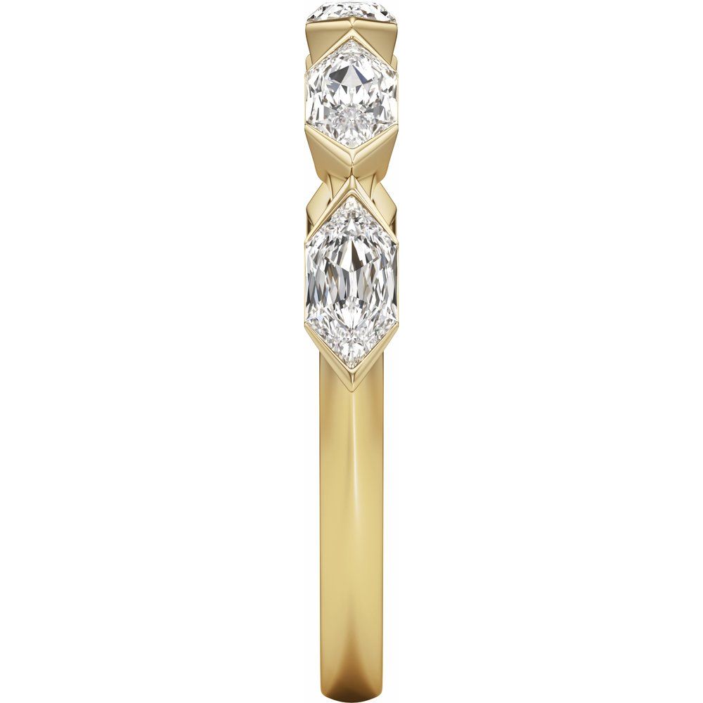 14K Yellow Gold Elongated Hexagon Diamond Band