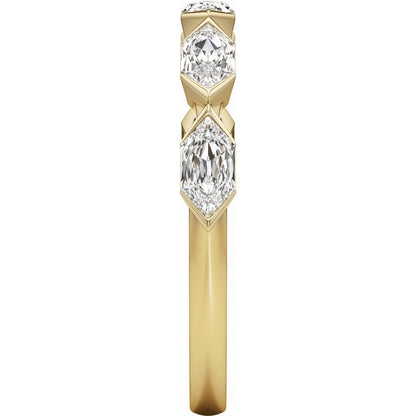 14K Yellow Gold Elongated Hexagon Diamond Band