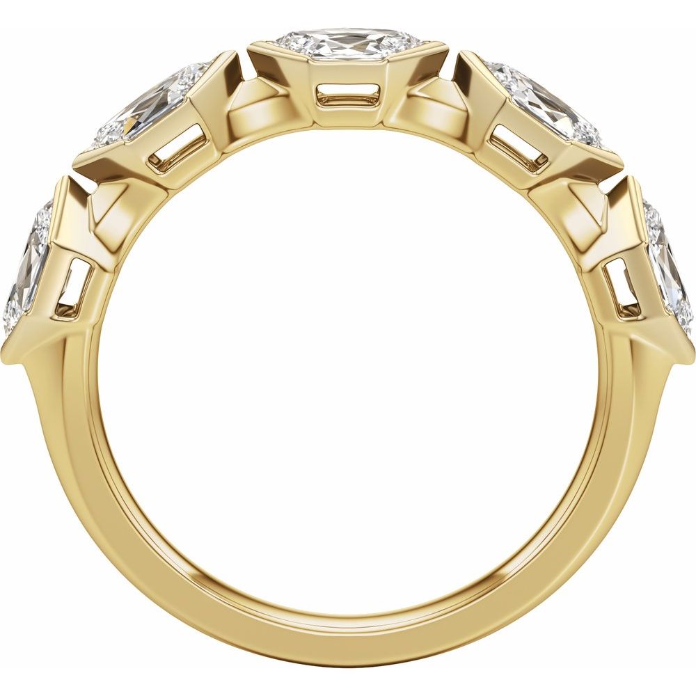 14K Yellow Gold Elongated Hexagon Diamond Band