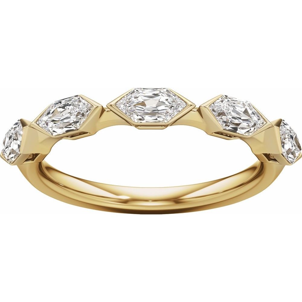 14K Yellow Gold Elongated Hexagon Diamond Band