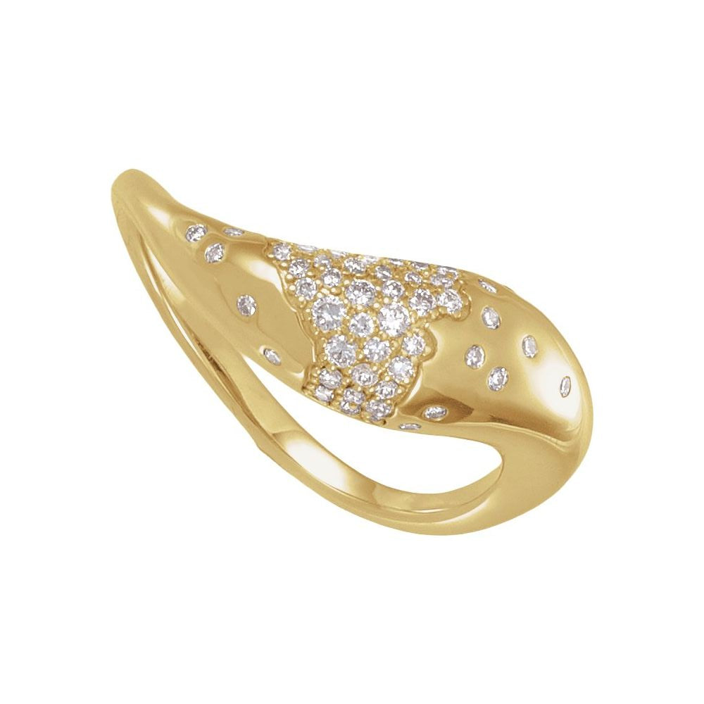 14K Yellow Gold Pave Freeform Ring