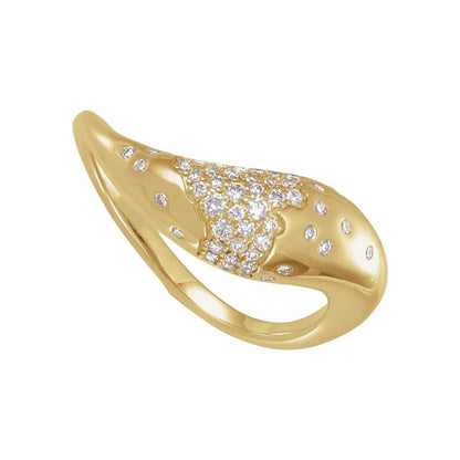 14K Yellow Gold Pave Freeform Ring