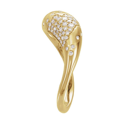 14K Yellow Gold Pave Freeform Ring