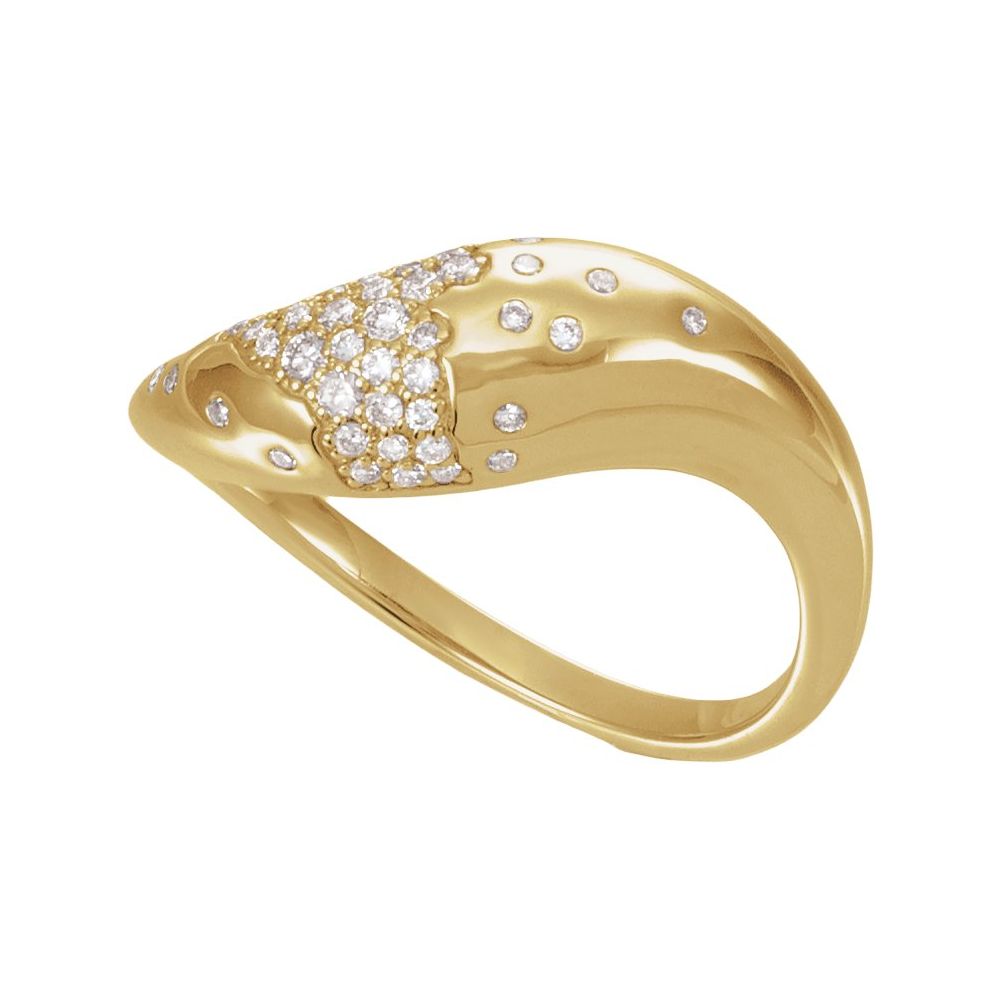 14K Yellow Gold Pave Freeform Ring