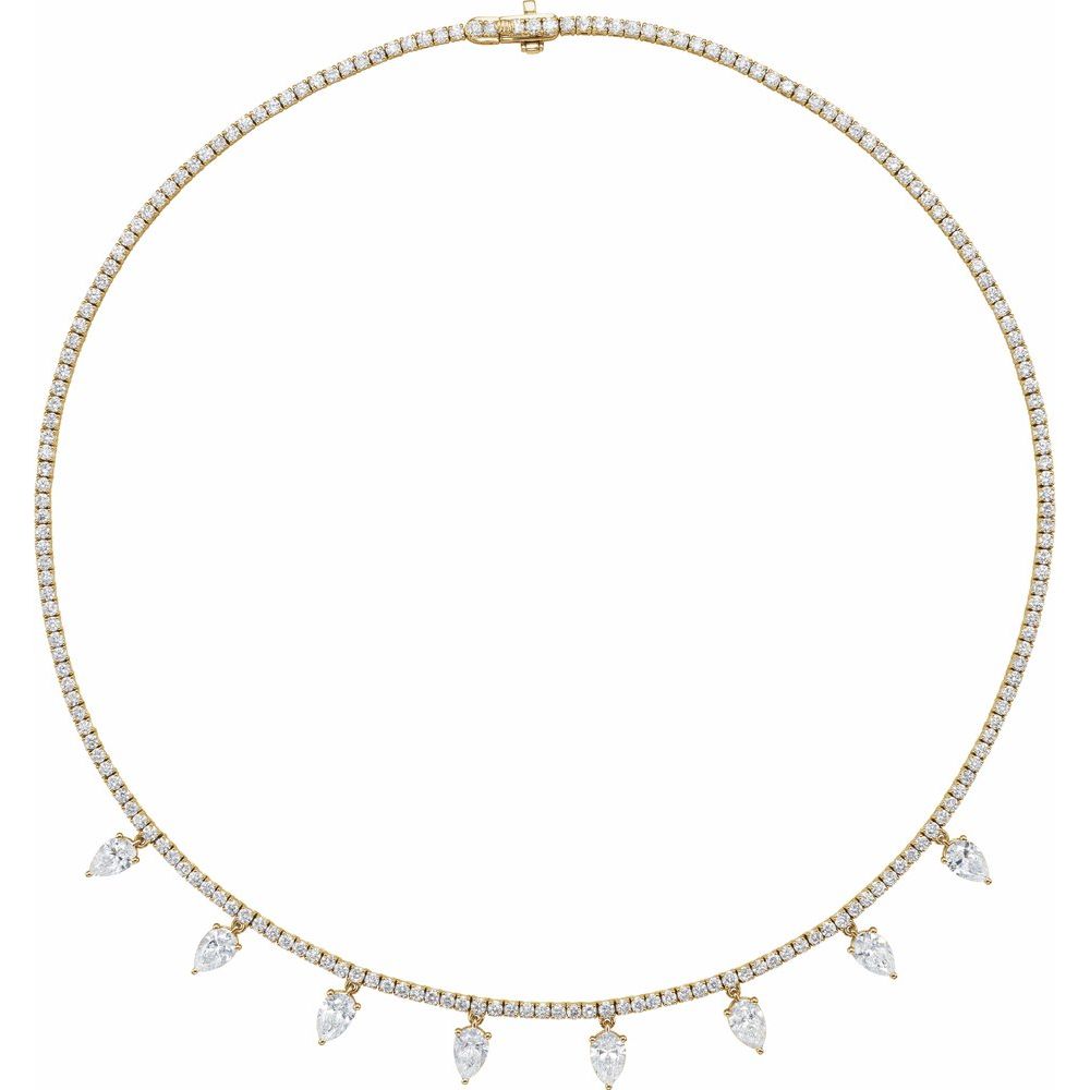 14K Yellow Gold 10ctw Diamond Tennis Necklace