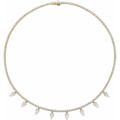 14K Yellow Gold 10ctw Diamond Tennis Necklace