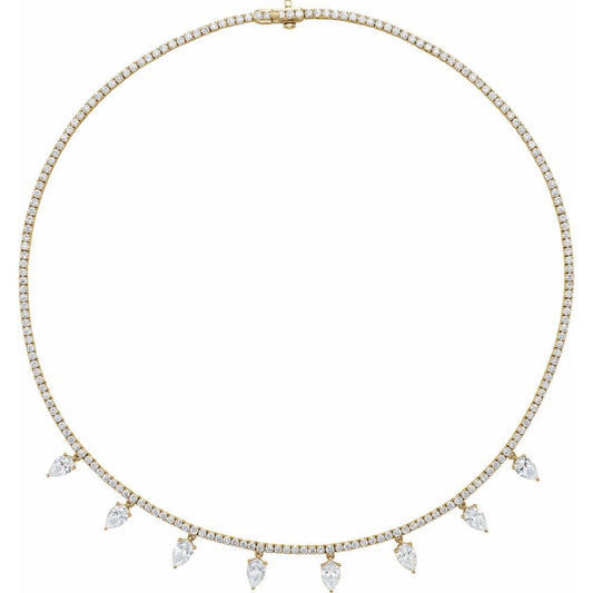 14K Yellow Gold 10ctw Diamond Tennis Necklace