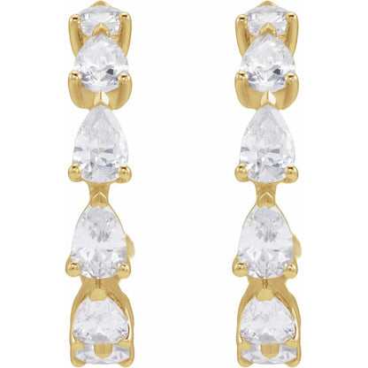 14K Yellow Gold Diamond Hoops