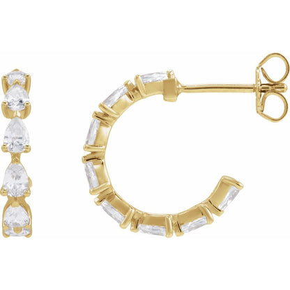 14K Yellow Gold Diamond Hoops