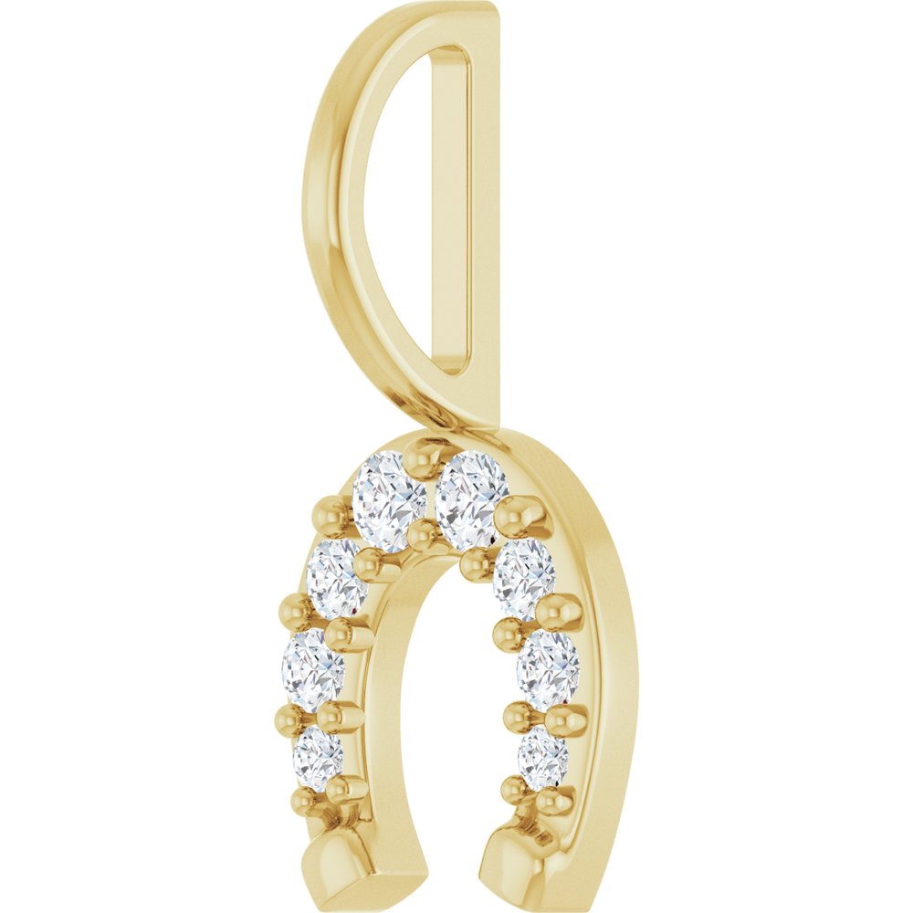 14K Yellow Gold Diamond Horseshoe Charm