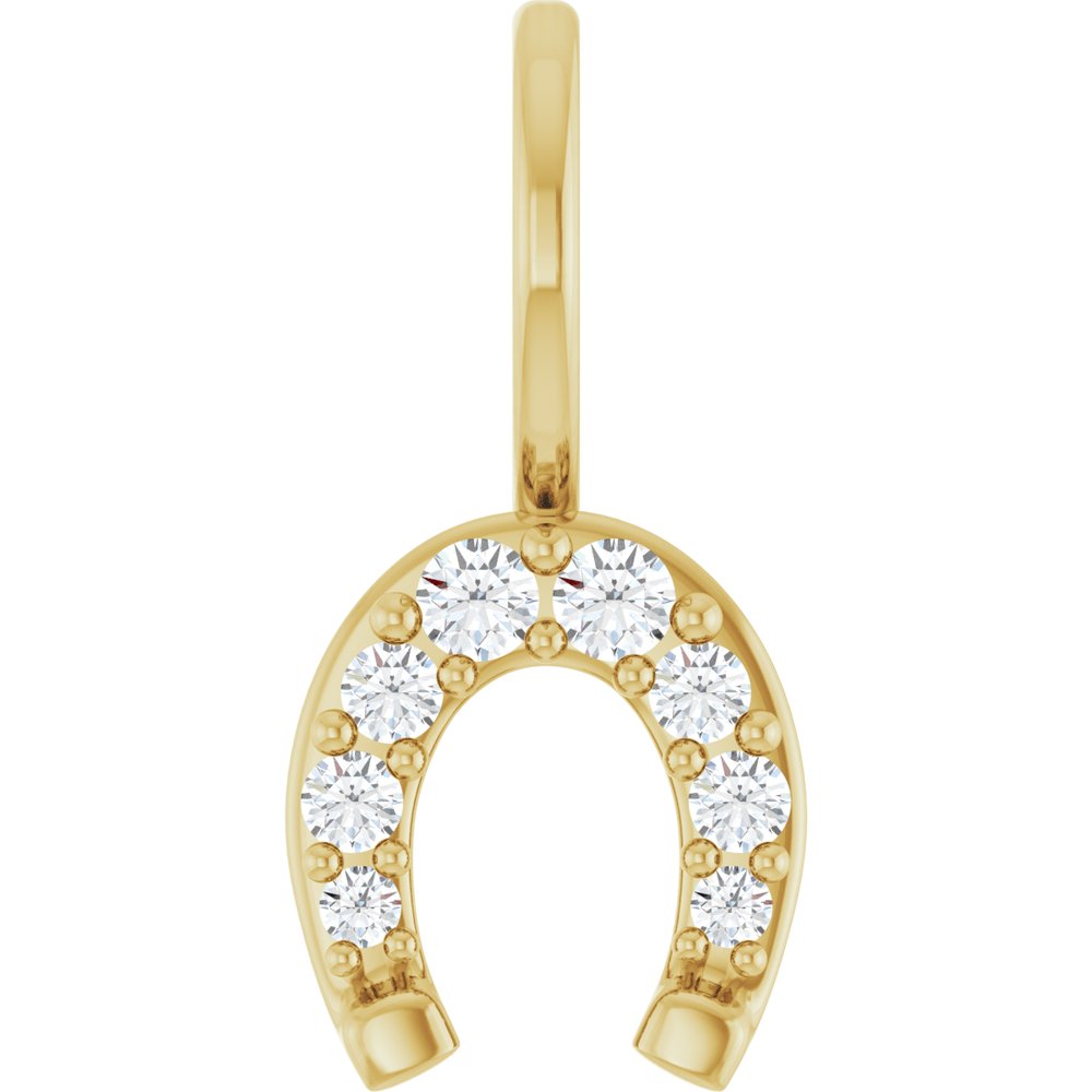 14K Yellow Gold Diamond Horseshoe Charm