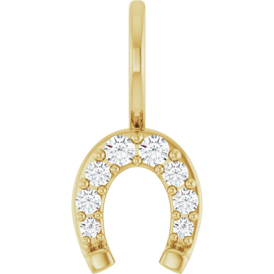 14K Yellow Gold Diamond Horseshoe Charm