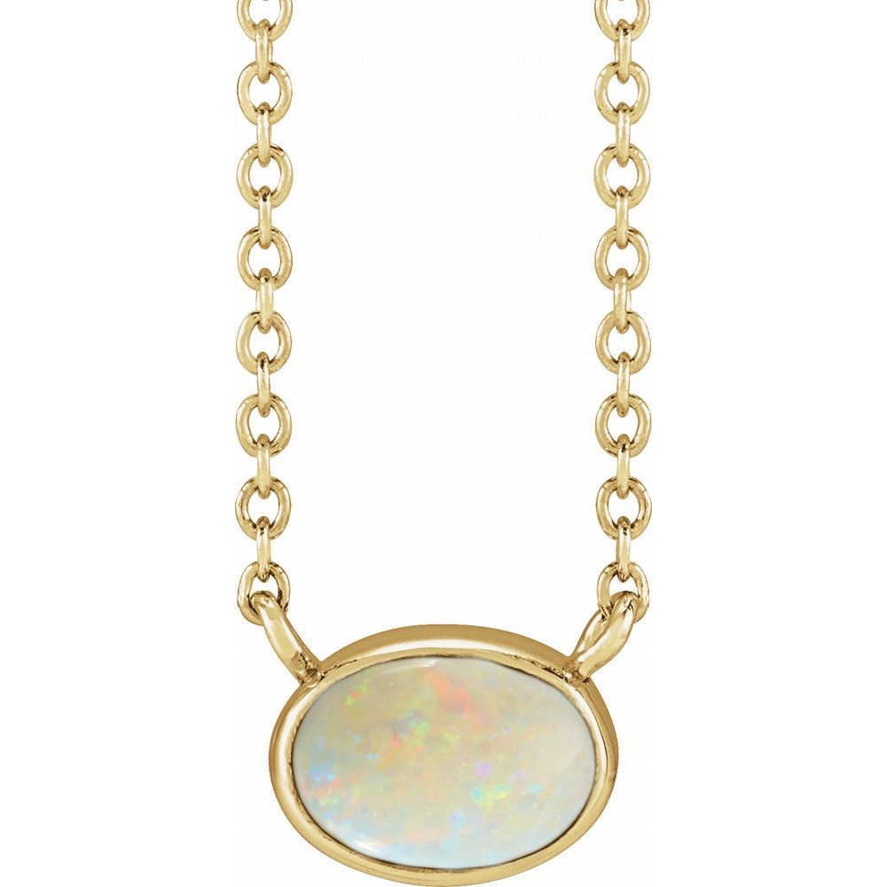 14K Yellow Gold Opal East/West Necklace