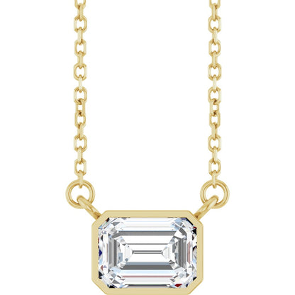 14K Yellow Gold 1ct Emerald Cut Diamond Necklace