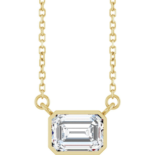 14K Yellow Gold 1ct Emerald Cut Diamond Necklace