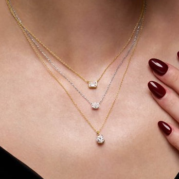 14K Yellow Gold 1ct Emerald Cut Diamond Necklace
