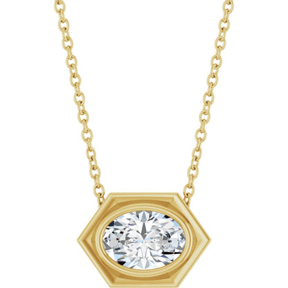 14K Yellow Gold Geometrical Diamond Necklace