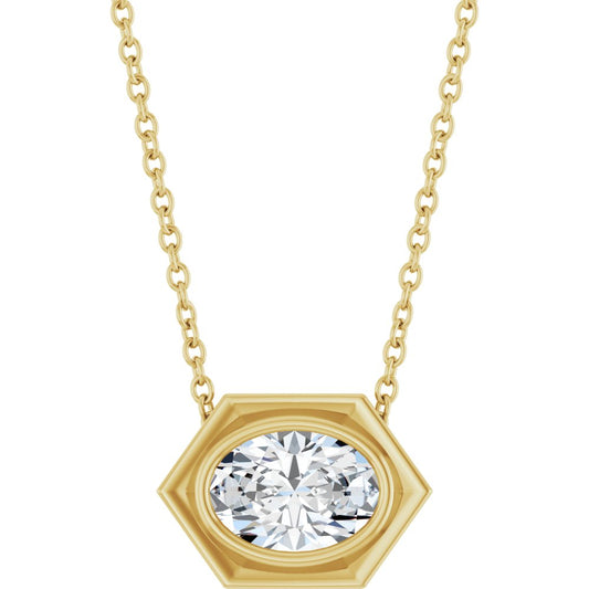 14K Yellow Gold Geometrical Diamond Necklace