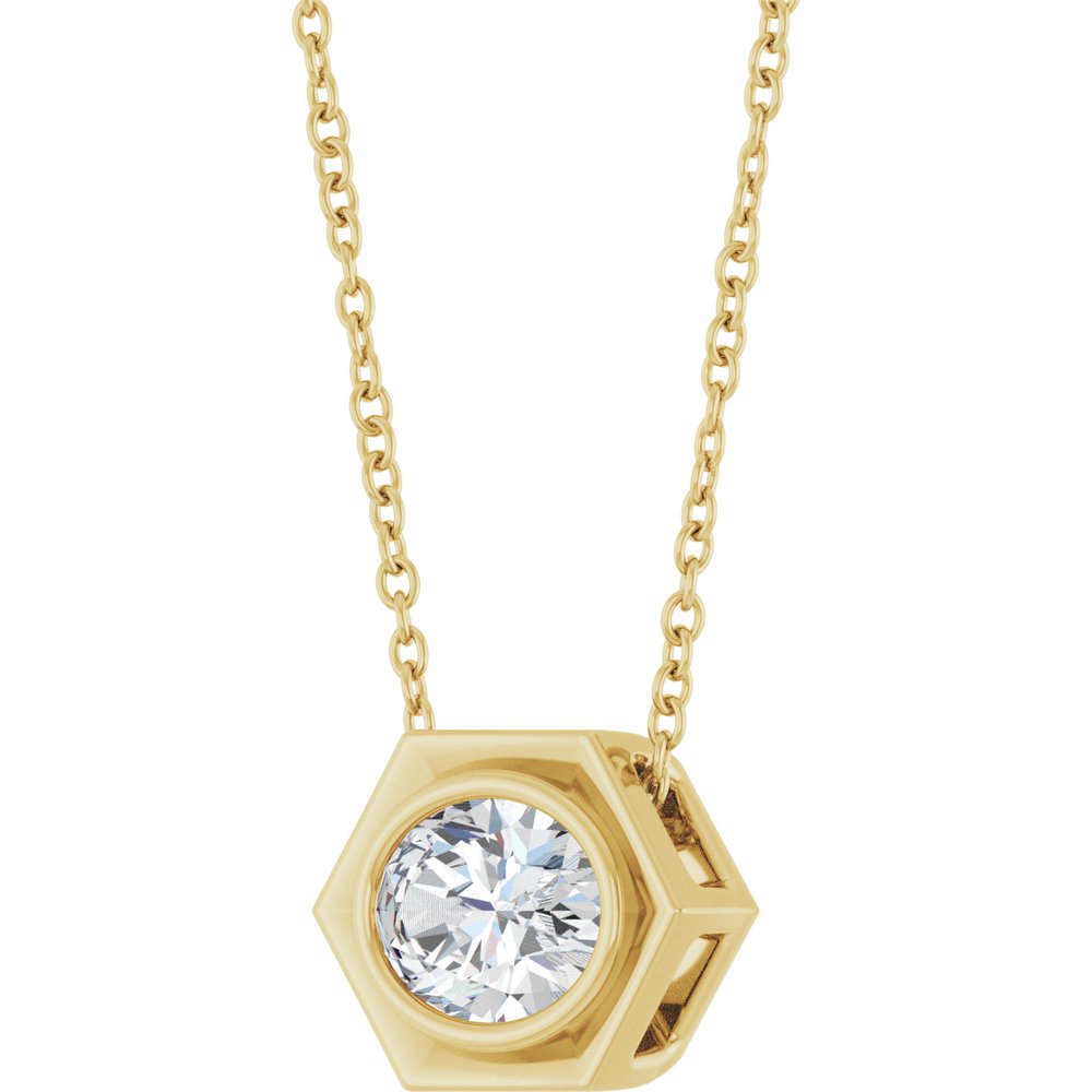 14K Yellow Gold Geometrical Diamond Necklace