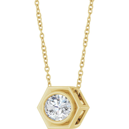 14K Yellow Gold Geometrical Diamond Necklace