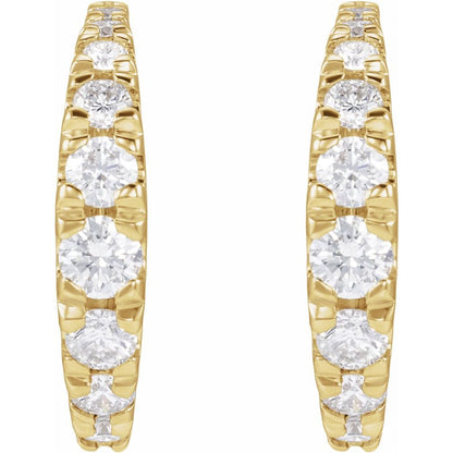 14K Yellow Gold Diamond Huggie Hoops