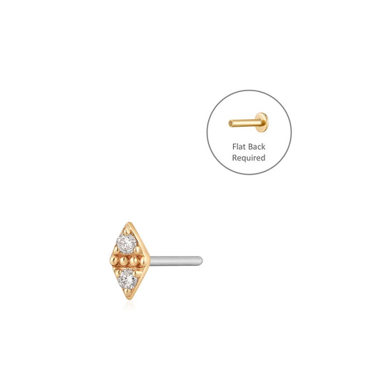 ADELE | 14K Yellow Gold Diamond Piercing Earring Front