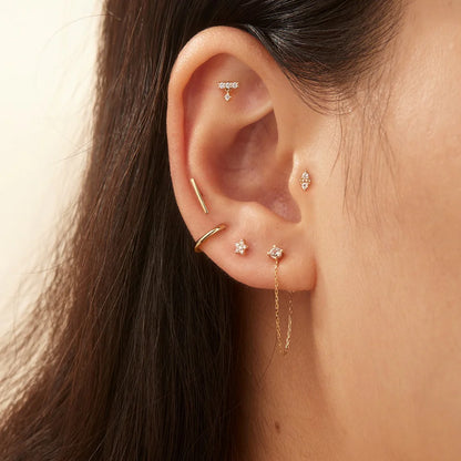 ADELE | 14K Yellow Gold Diamond Piercing Earring Front