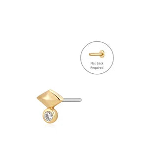 GIZA | 14K Yellow Gold Pyramid Diamond Piercing Earring Front
