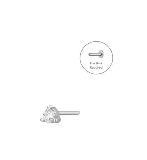 UNA WG | 14K White Gold Martini Set Diamond Piercing Earring Front