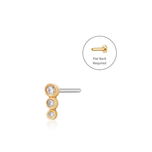 BEY | 14K Yellow Gold Diamond Graduated Bezel Piercing Earring Front