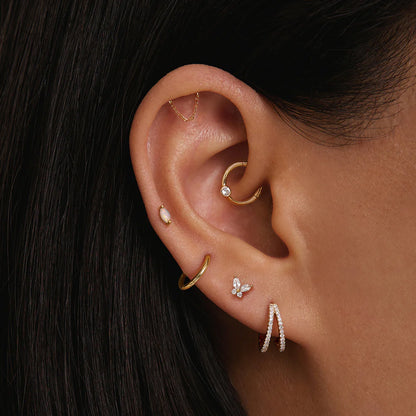 BOWERY | 14K Yellow Gold Draped Chain Piercing Earring Front
