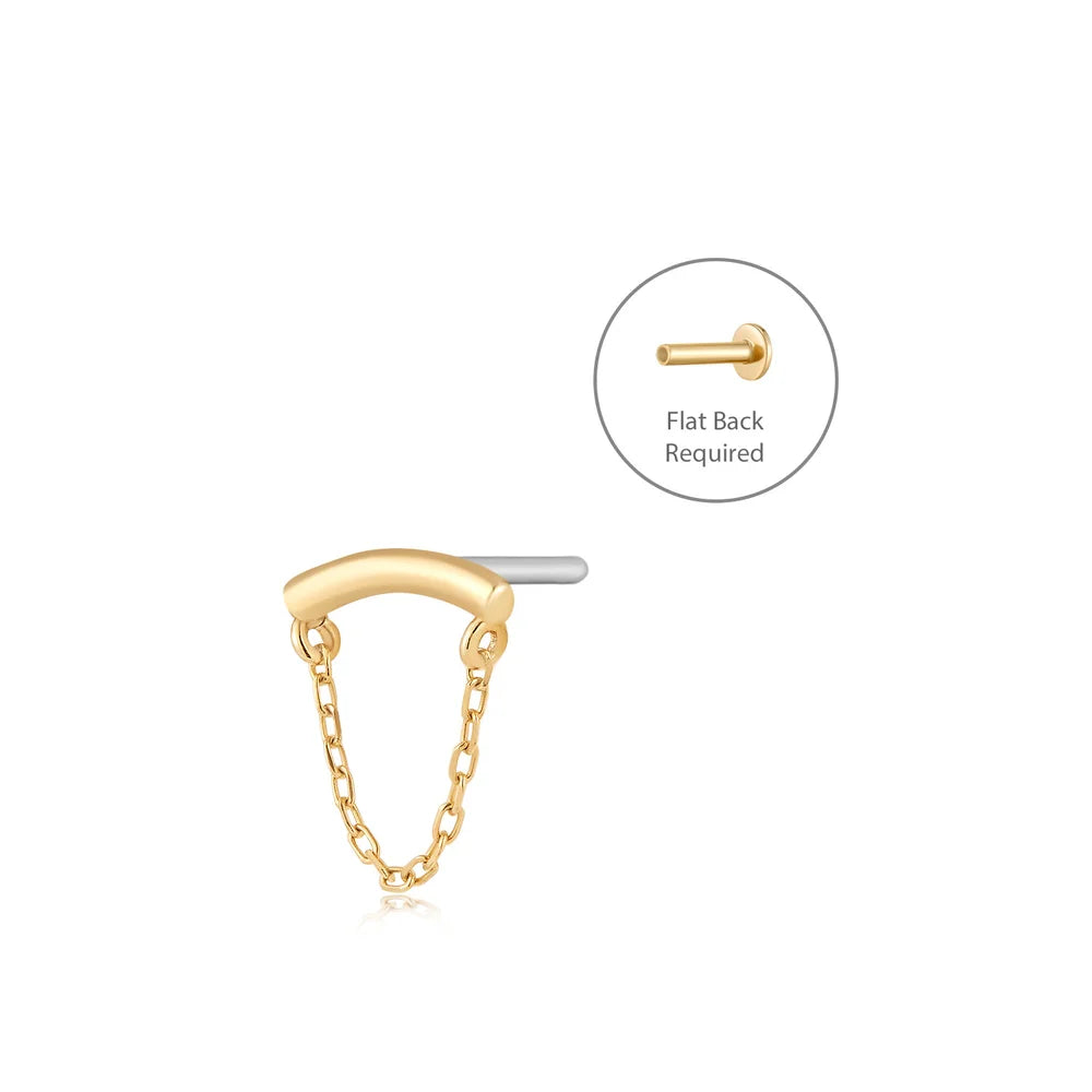 BOWERY | 14K Yellow Gold Draped Chain Piercing Earring Front