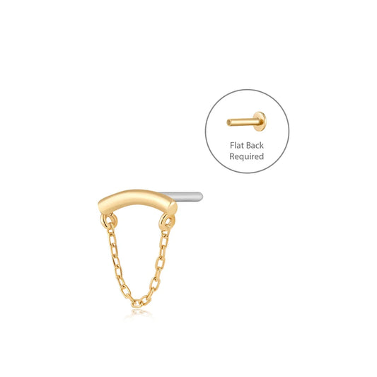 BOWERY | 14K Yellow Gold Draped Chain Piercing Earring Front