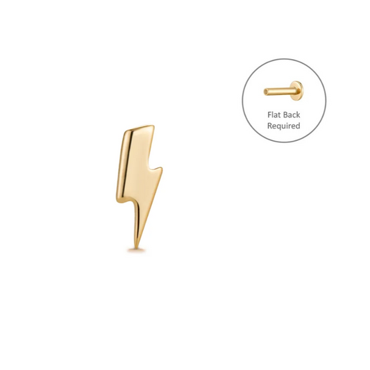BOWIE | 14K Yellow Gold Lightning Bolt Piercing Earring Front