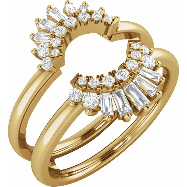 14K Yellow Gold Ballerina Diamond Ring Guard