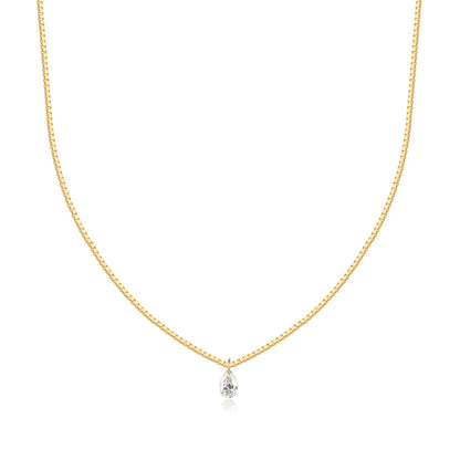 CHASSE | 14K Yellow Gold Floating Pear Diamond Necklace