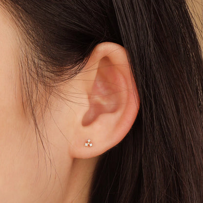 CLOVER | 14K Yellow Gold Diamond Piercing Earring Front
