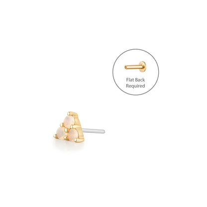 DAHLIA | 14K Yellow Gold Tri-Opal Piercing Earring Front