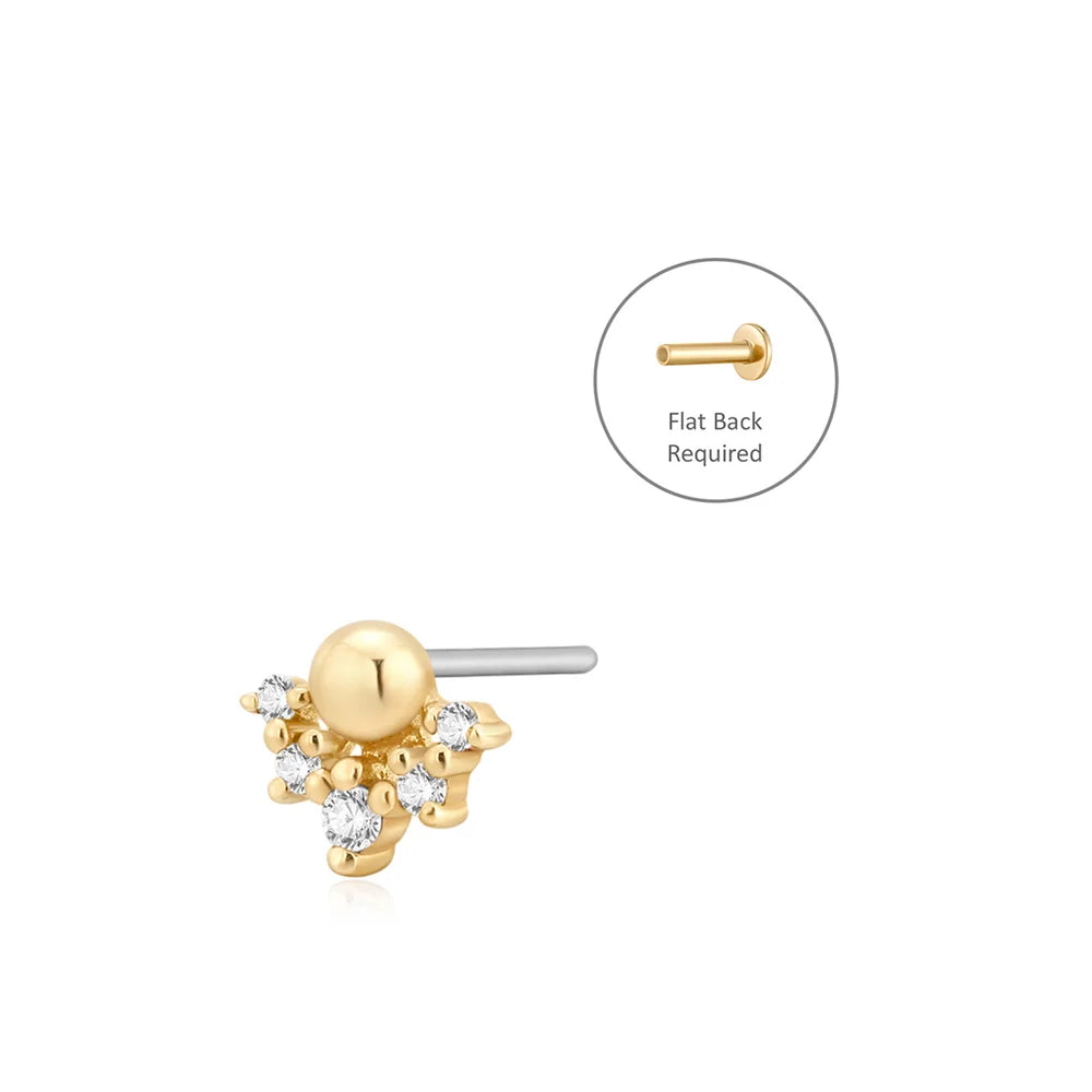DALLAS | 14K Yellow Gold Diamond Cluster Piercing Earring Front