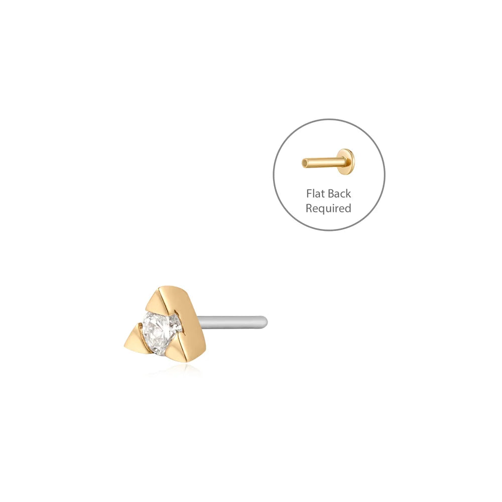 DEANNA | 14K Yellow Gold Triangle Diamond Piercing Earring Front