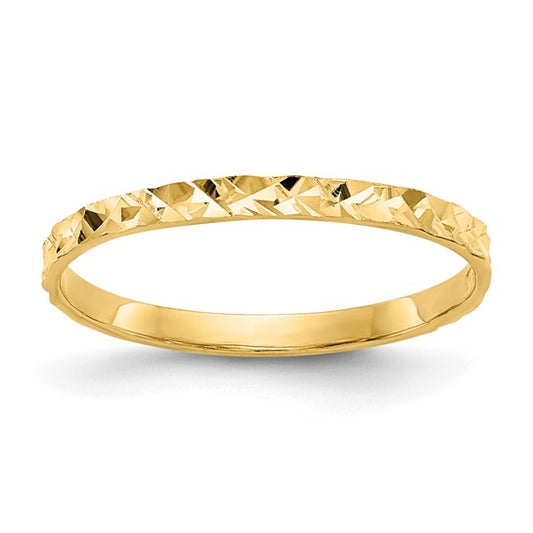 14K Yellow Gold Diamond Cut Midi Ring