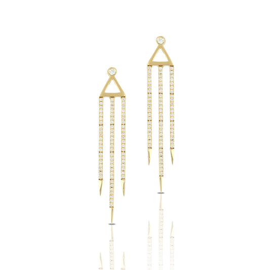 18K Yellow Gold Diamond Spike Fringe Earrings