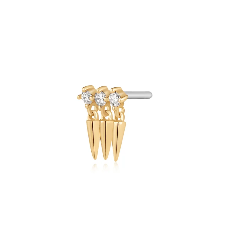 EMERSON | 14K Yellow Gold Triple Drop Diamond Piercing Earring Front